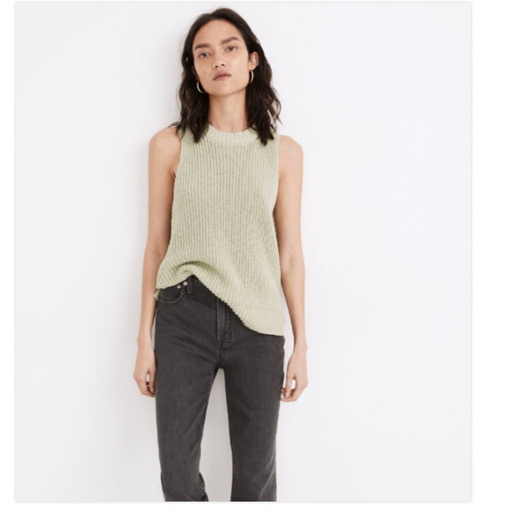 Madewell Shaker Sweater Tank in Sunfaded Mint In Size Small